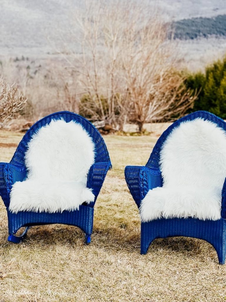 Blue and White Wicker Chairs