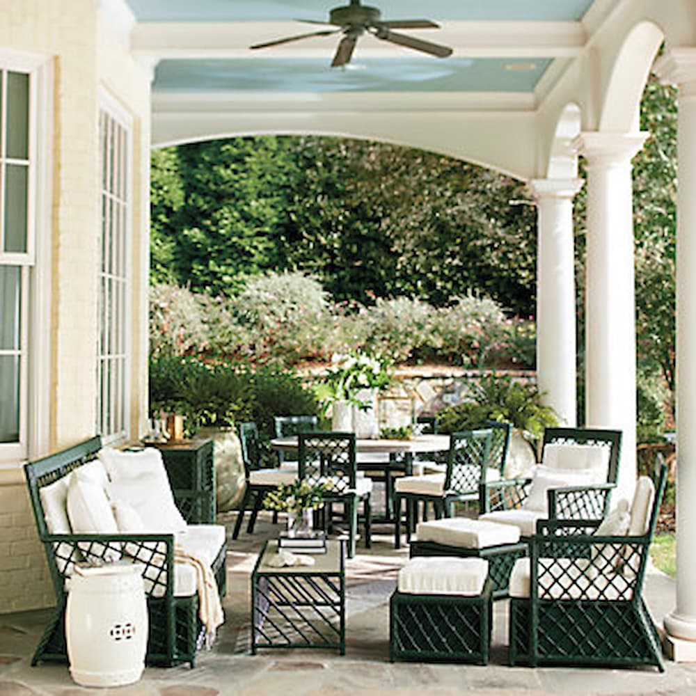 Lancaster Wicker Furniture on patio.