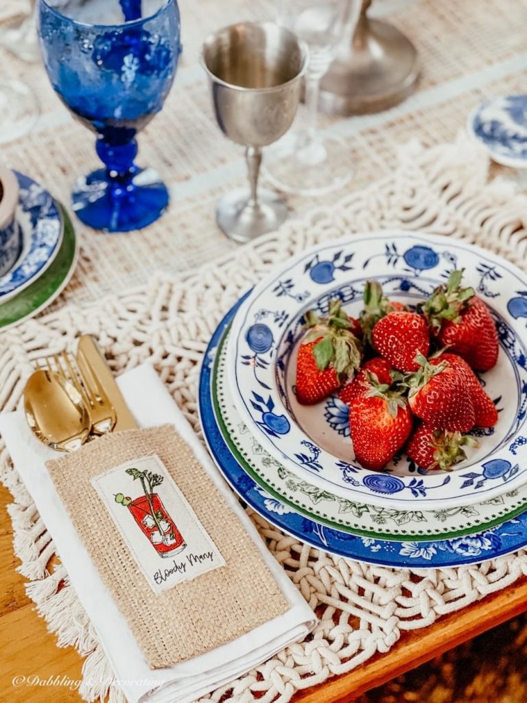 Silverware pouches with table place setting.