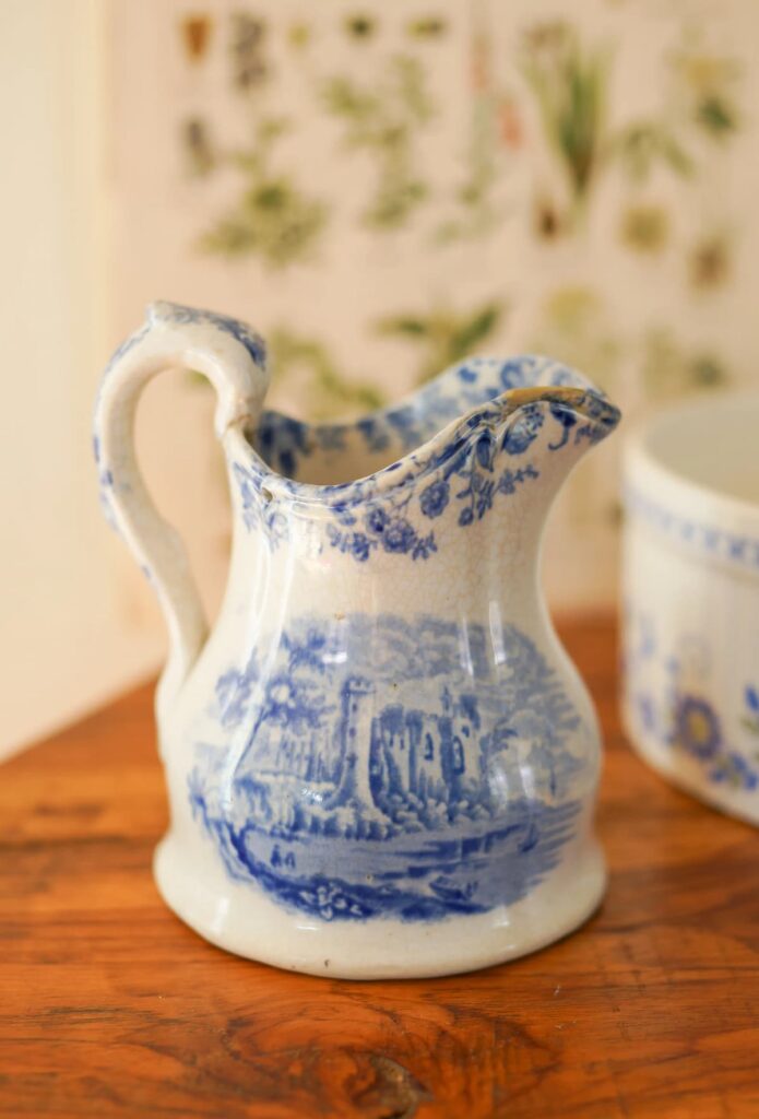 Antique Blue and White Pitcher