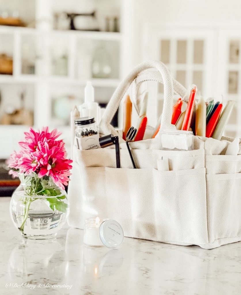 At Home Candle Storage Made Easy for thrifty spring decor.