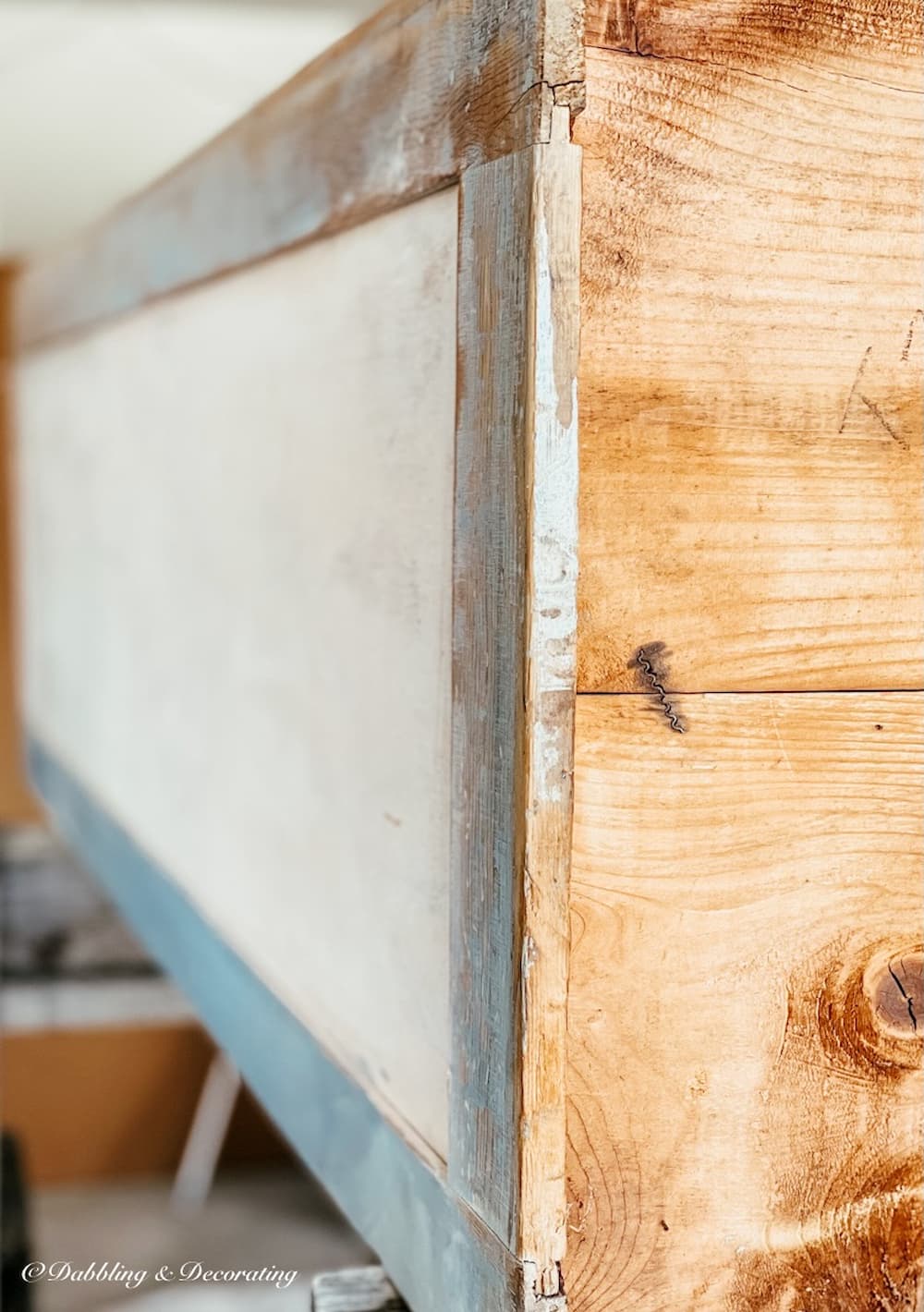 Thrifted Wardrobe Closet DIY after sanding