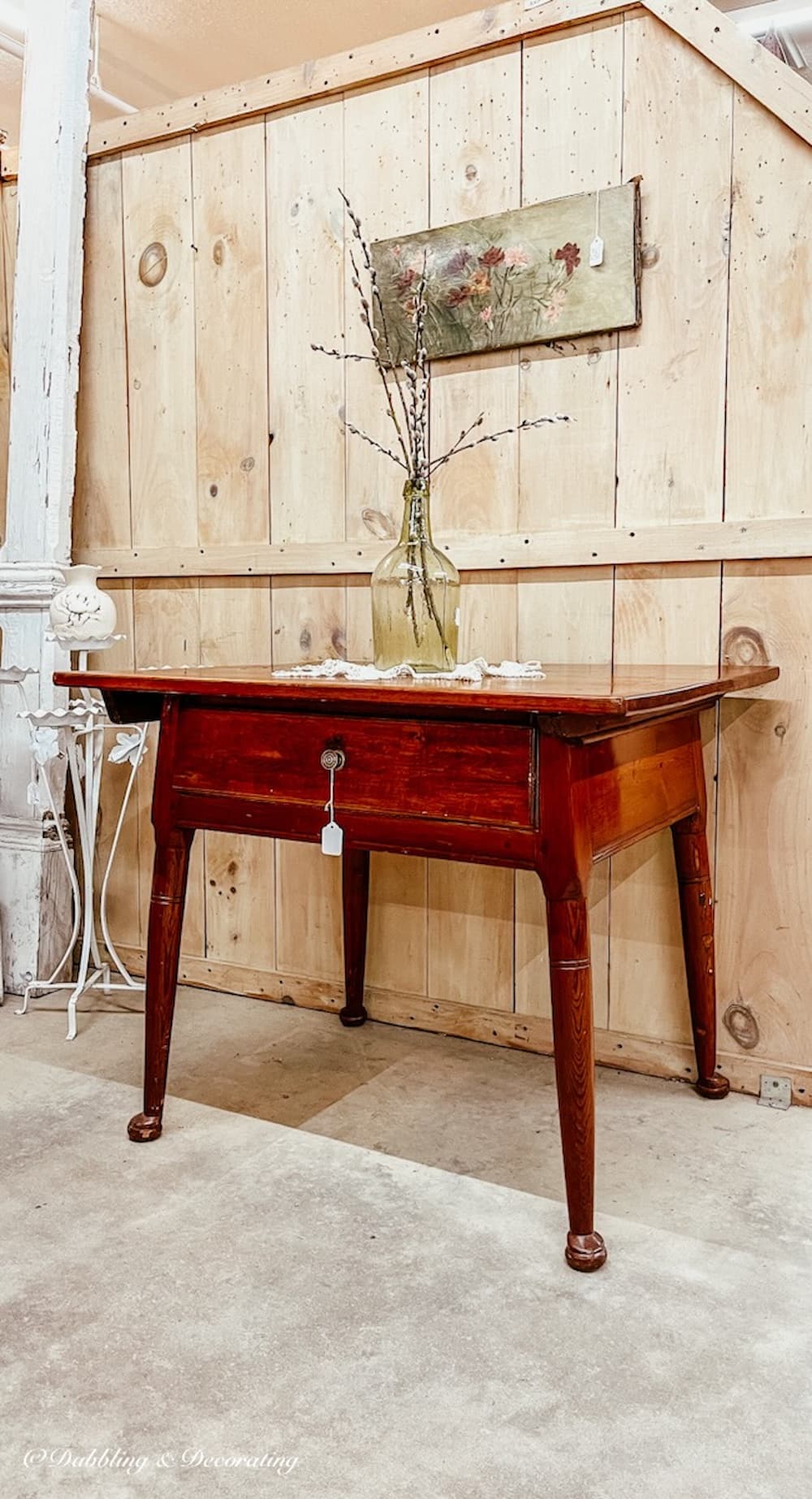 Wooden Side Table at antique store.