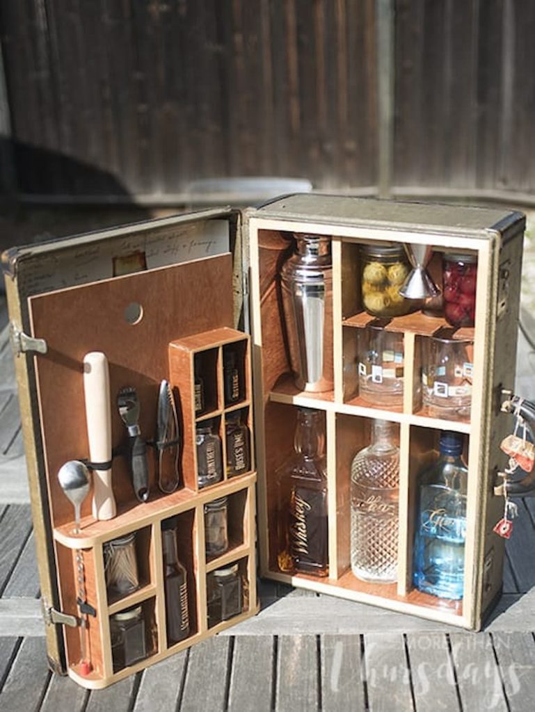 Vintage Portable Suitcase Bar