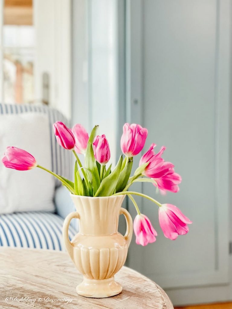 Pink Tulips in Vintage McCoy Vase.