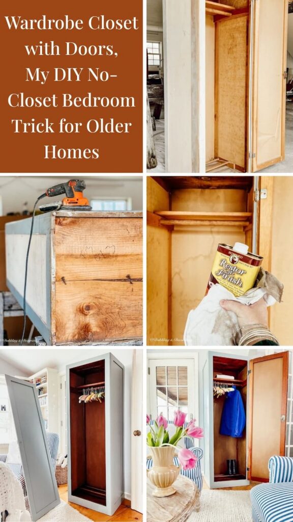 Wardrobe Closet with Doors DIY, My No-Closet Bedroom Trick for Older Homes photo collage