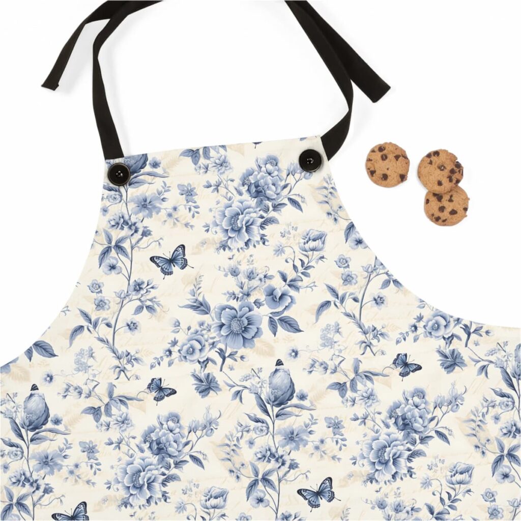 Womens Day Gift, blue and white French Country Apron