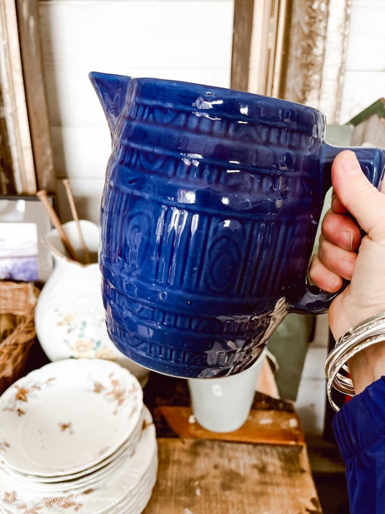 Vintage weekend Blue Stone Pitcher