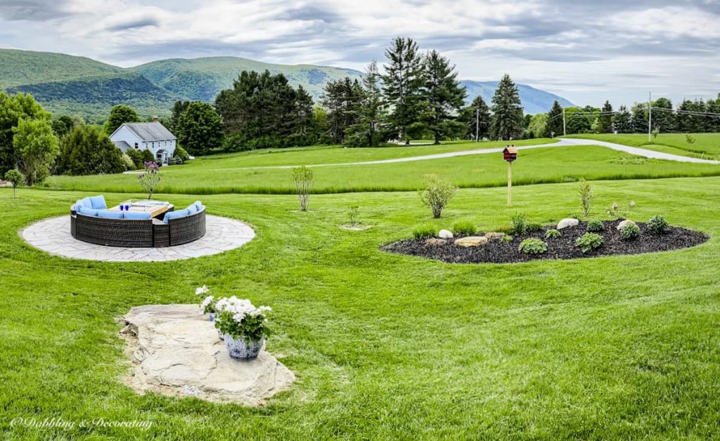 Backyard living area in the Vermont mountains.