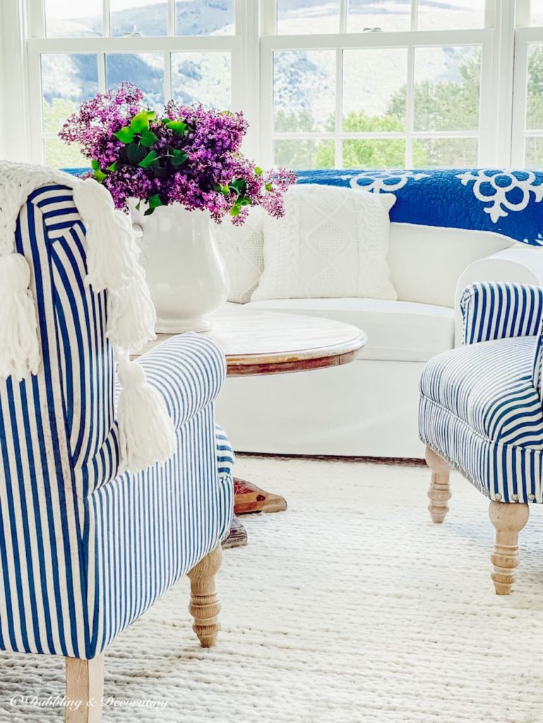 Spring flower bouquet in bright sunroom.