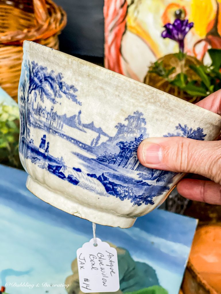 Antique blue and White Bowl in Hand