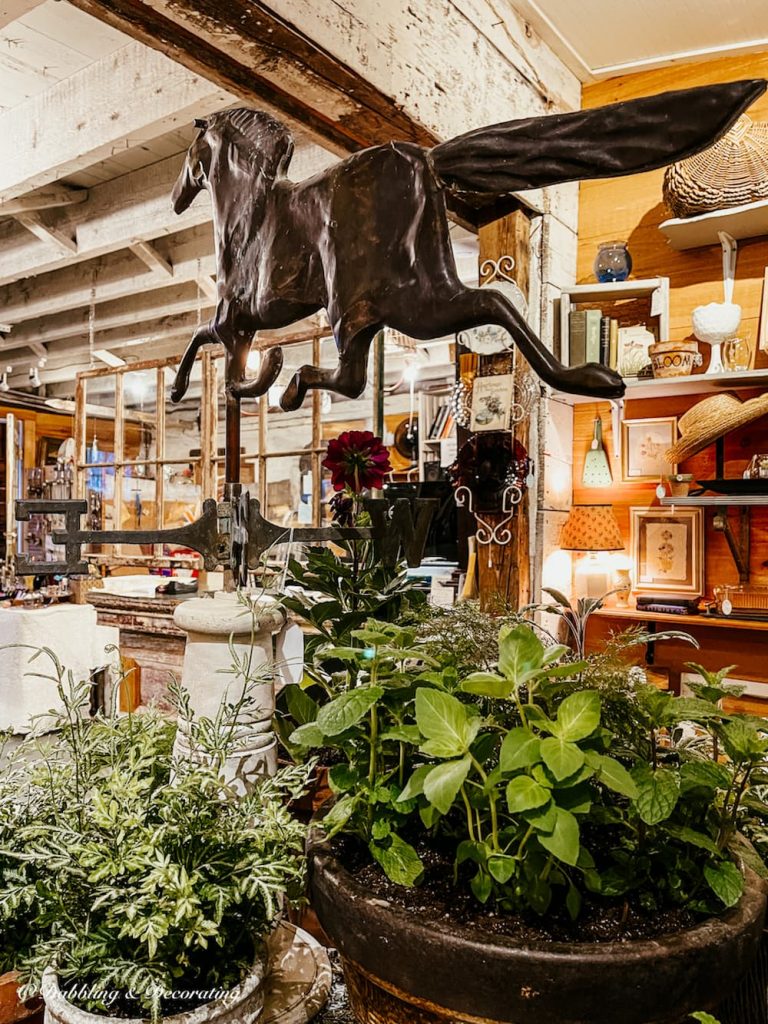 Horse Weathervane at Sage Farm Antiques Early Evening Buy Event.