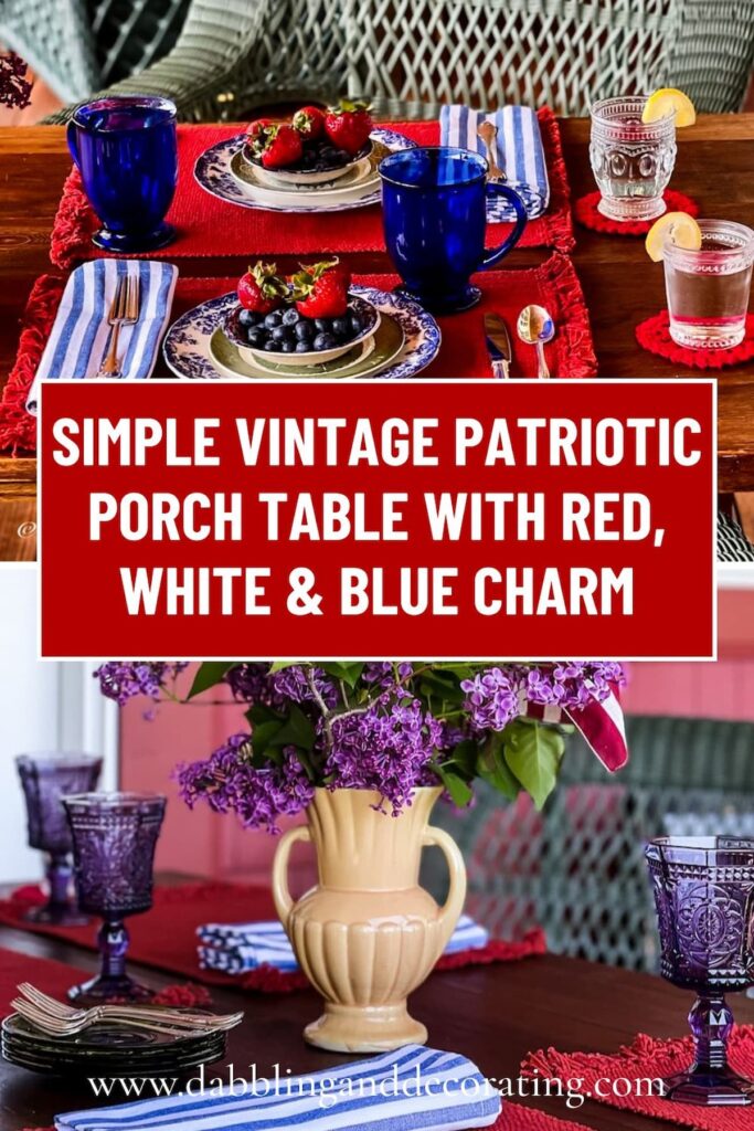 Simple Vintage Patriotic Porch Table with Red, White & Blue Charm