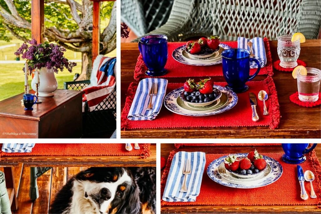 Vintage Patriotic Porch Table Ideas with Red, White, and Blue Charm