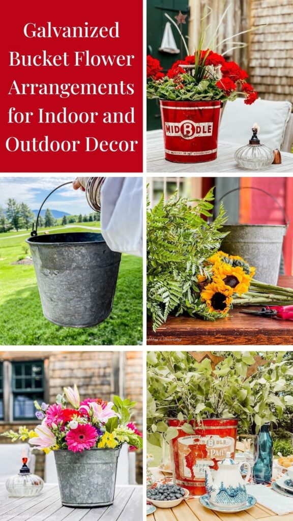 Galvanized Bucket Flower Arrangements for Indoor and Outdoor Decor photo collage