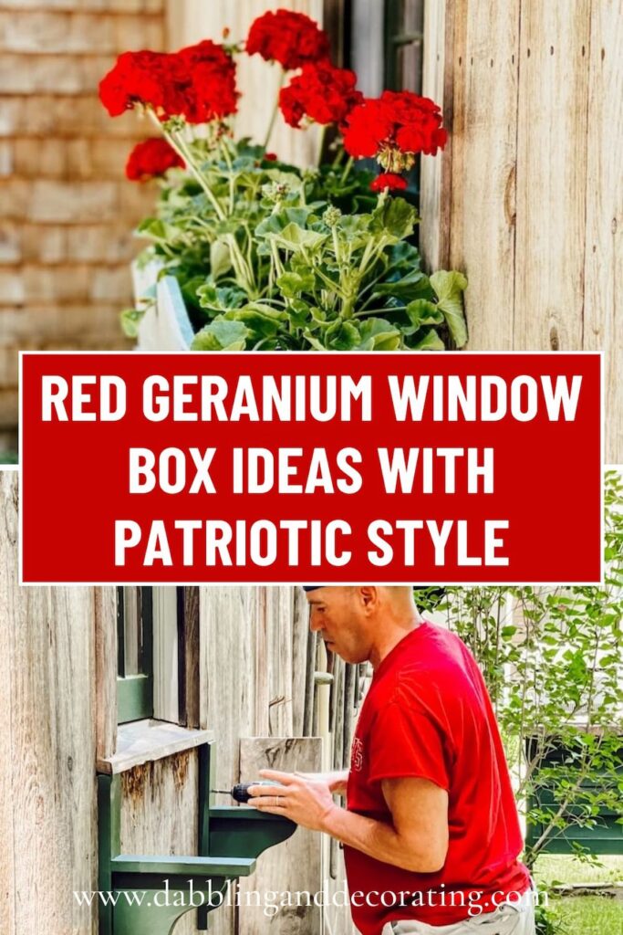 Red Geranium Window Box Ideas with Patriotic Style 