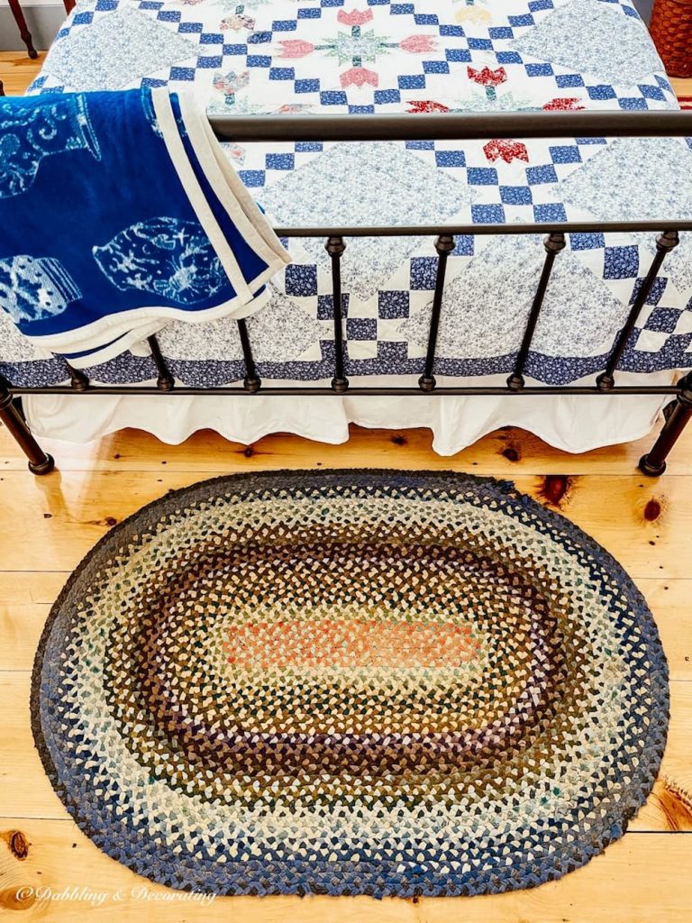 Braided rug on floor