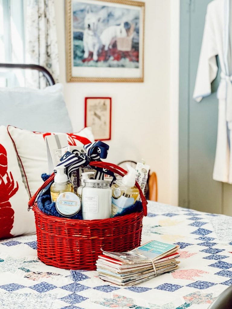 Red Basket on Bed