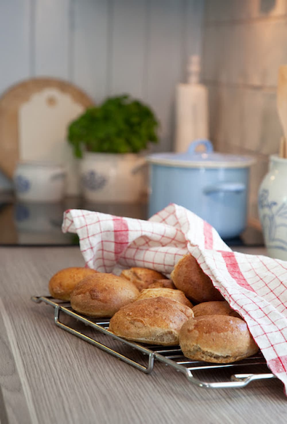 Homemade bread in Scandinavian cottage kitchen