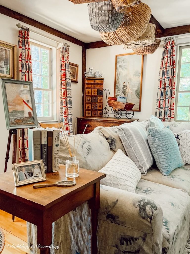 Antique style Maine home living room.