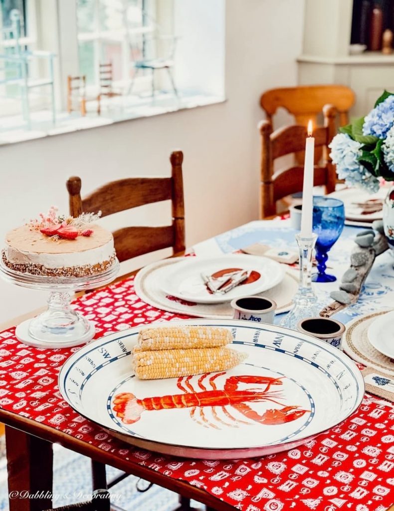 Lobster decor table setting.