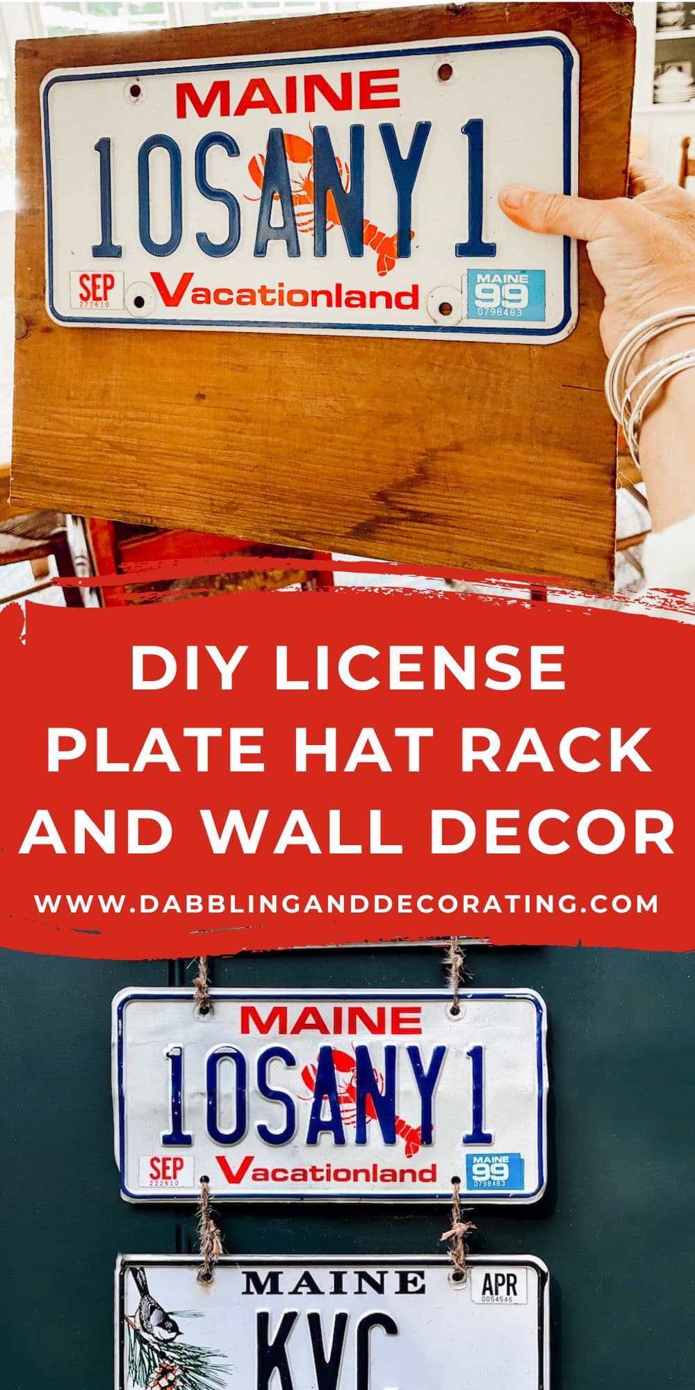 DIY License Plate Hat Rack and Wall Decor