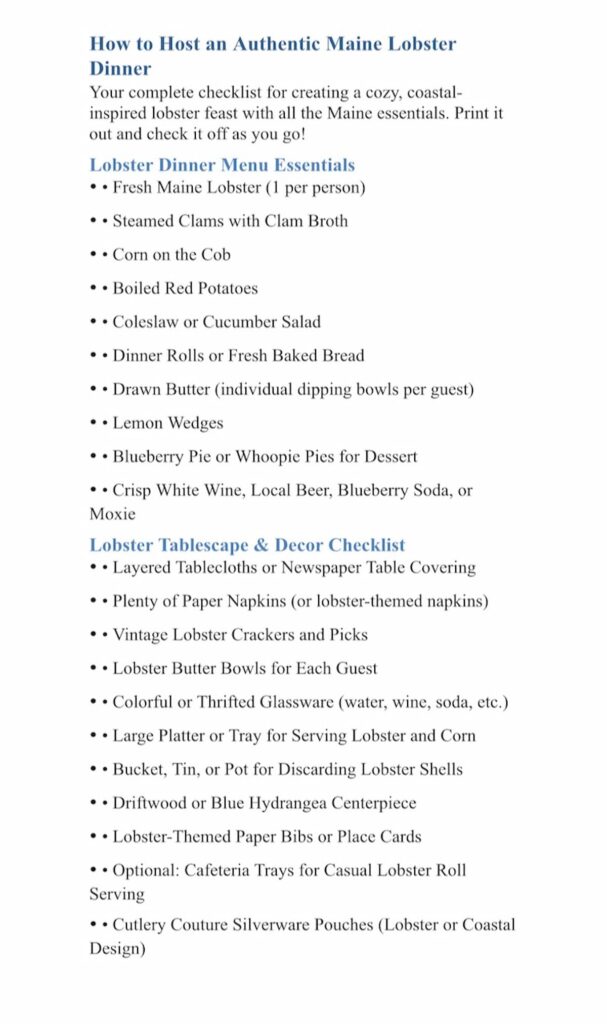 Your Maine Lobster Dinner Hosting Checklist