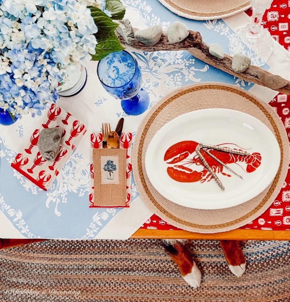 Red, white, and blue summer table setting.