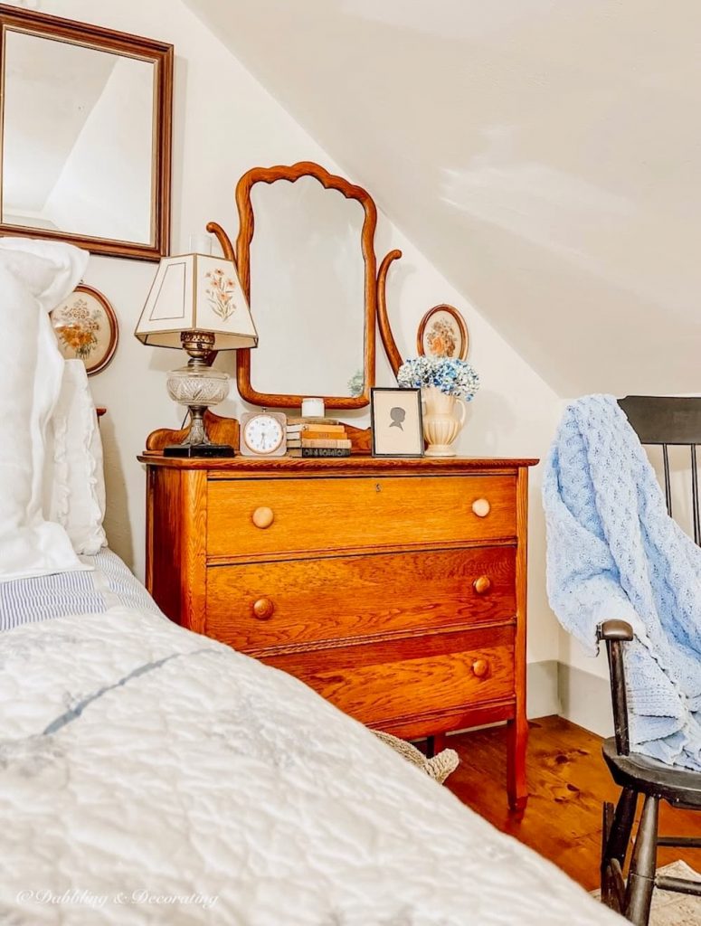 Repurposed Oak Dresser with Mirror Quaint in the Attic