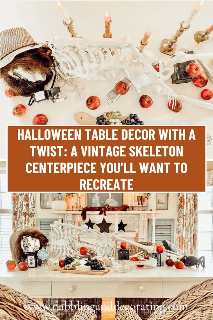 Halloween Table Decor with a Twist: A Vintage Skeleton Centerpiece You’ll Want to Recreate