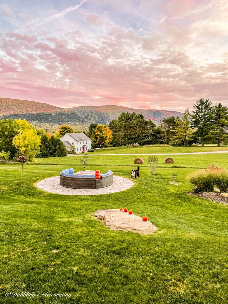 Backyard Living in the Vermont Green Mountains with Bernese Mountain Dog