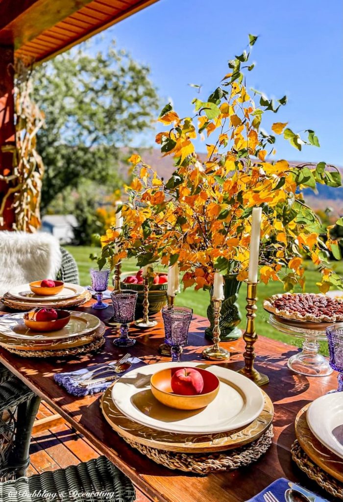 Picturesque Table Setting with Autumn Mountain Views