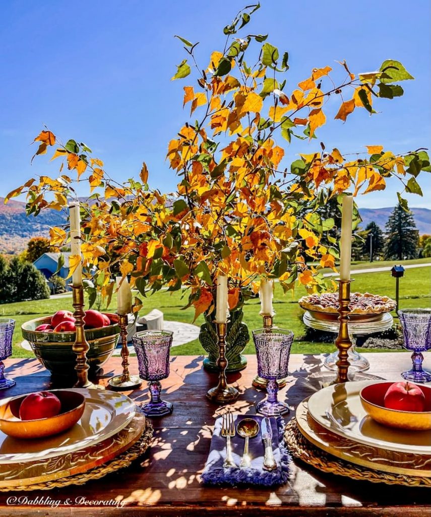 Picturesque Table Setting with Autumn Mountain Views