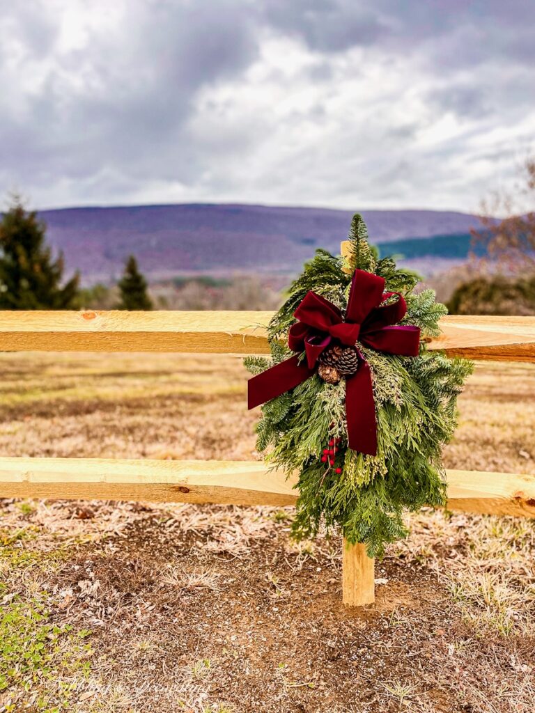 Christmas Decorated Split Rail Fence