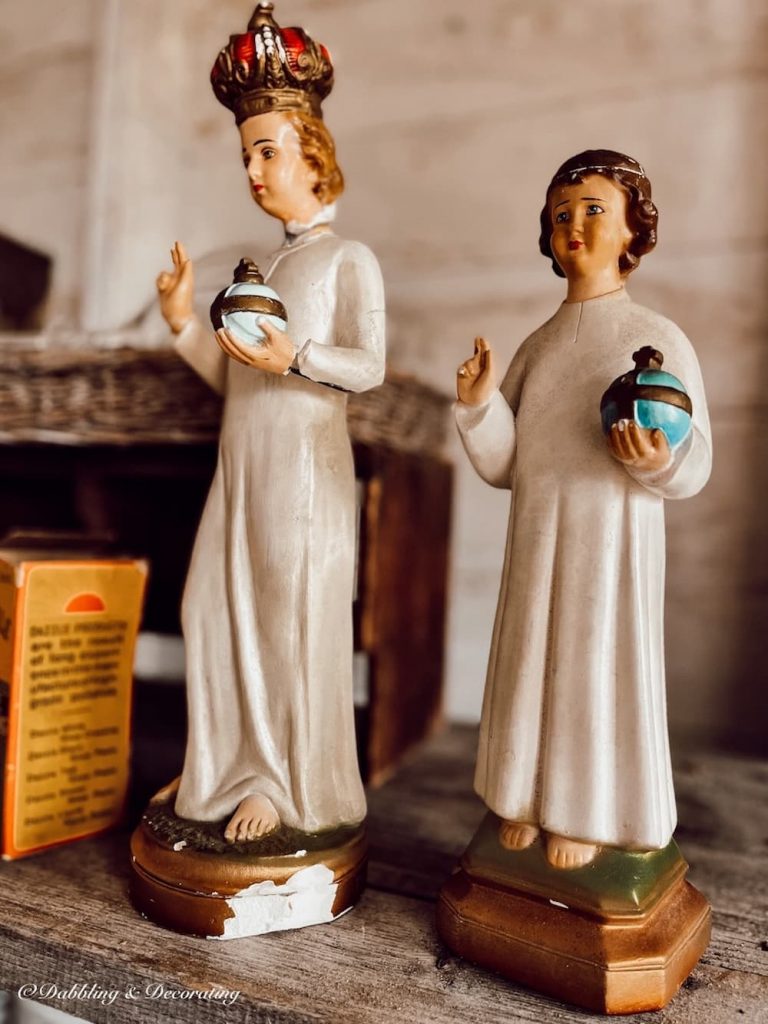 Two Christmas Figurines for Antique Christmas Decor