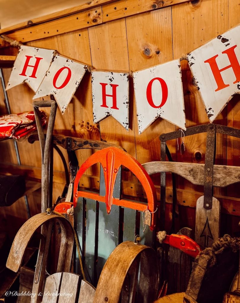 Vintage Christmas Sign, HOHOHO for Antique Christmas Decor.