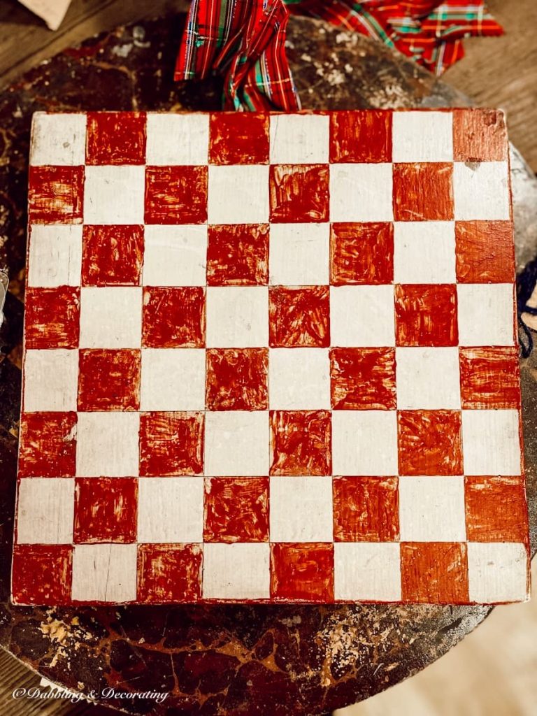 Antique red checkered board.