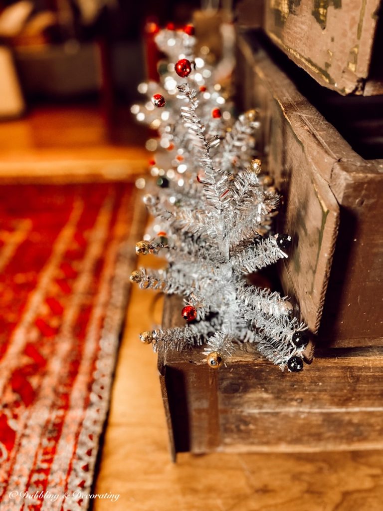 Drawer of Silver Christmas Trees, beautiful Antique Christmas Decor.