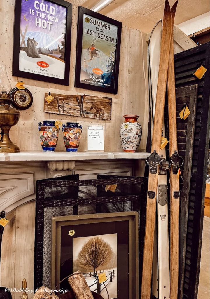 Vintage Skis in antique store.