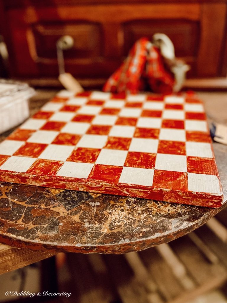 Antique red checkered board.