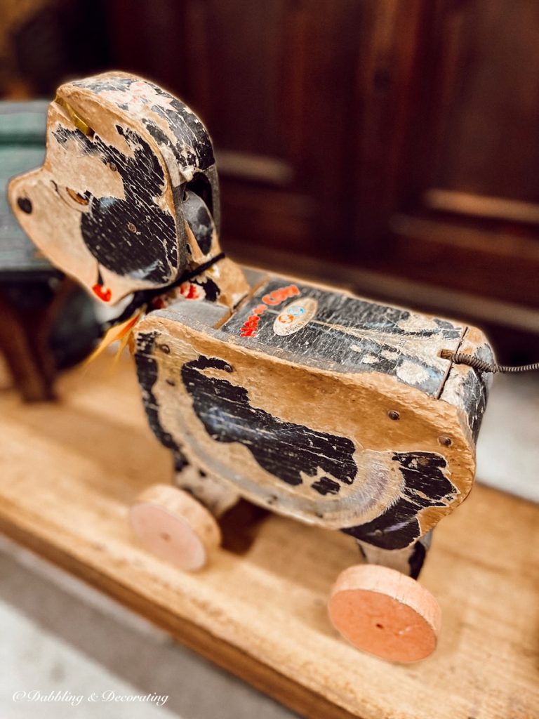 Vintage wooden Dog toy