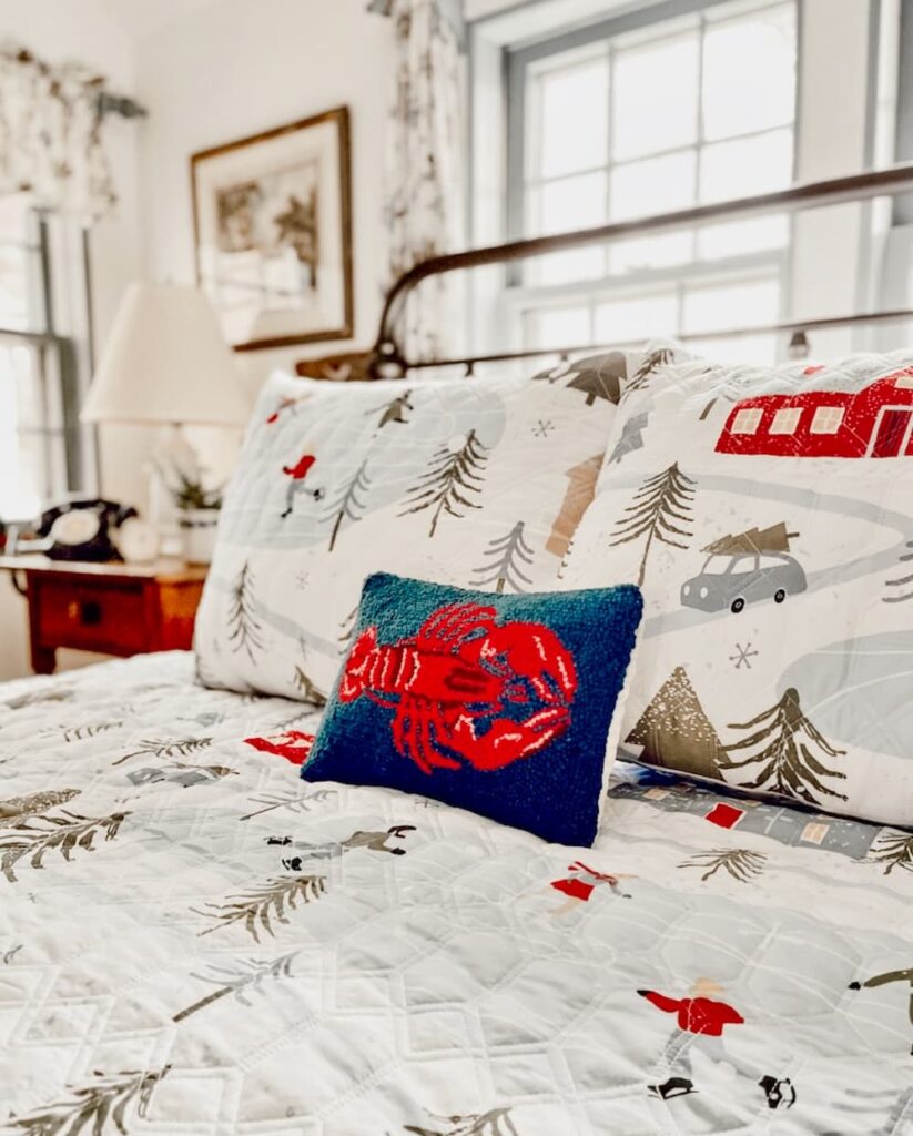 Lobster Pillow on Bed