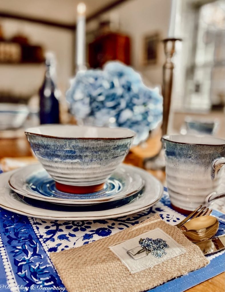 Blue and White Pottery Place Setting