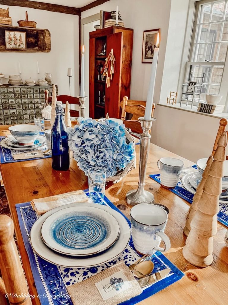 Blue and White Tablescape