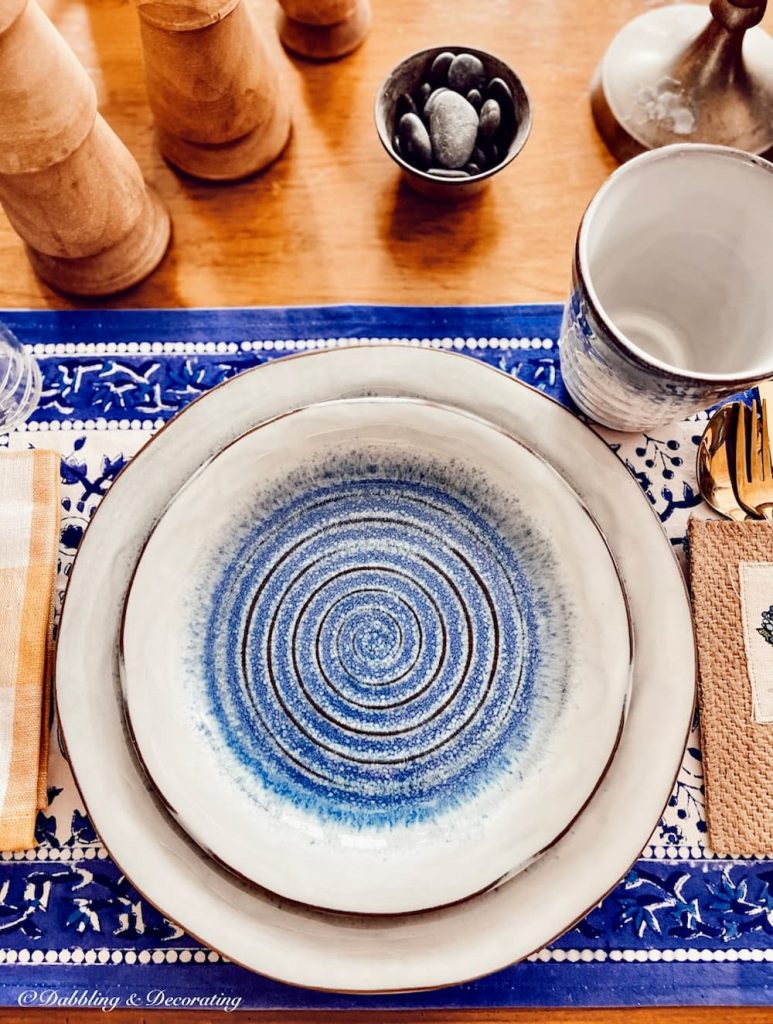 Blue and White Pottery Place Setting