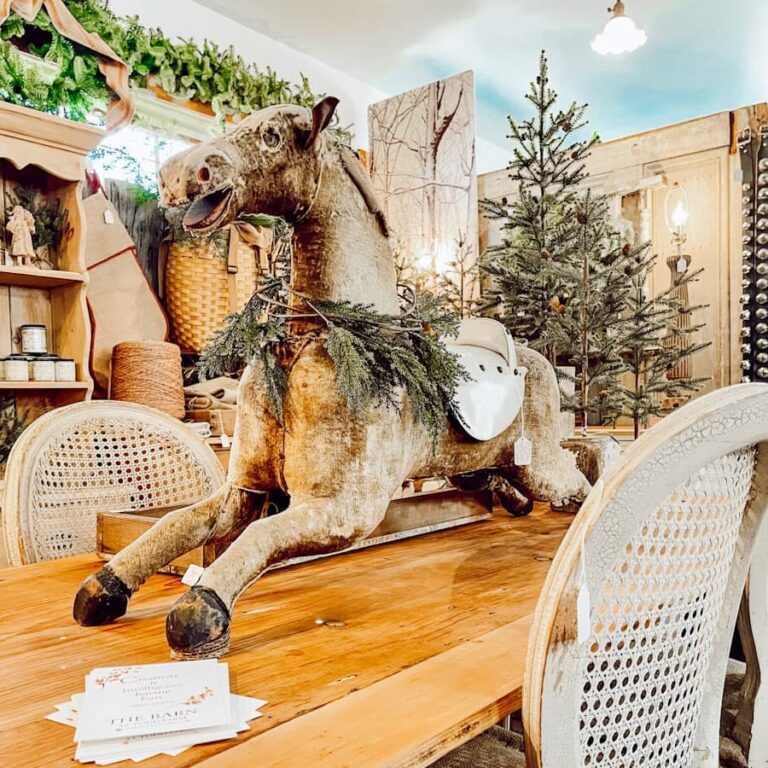 Vintage Christmas Horse on Wooden Table