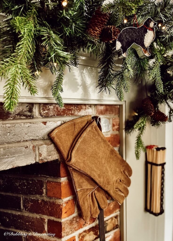 Christmas Old Colonial Fireplace, Hearth, and Mantel