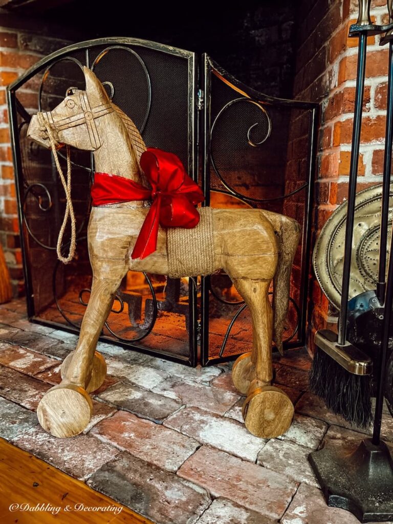 Christmas Old Colonial Fireplace, Hearth, and Mantel