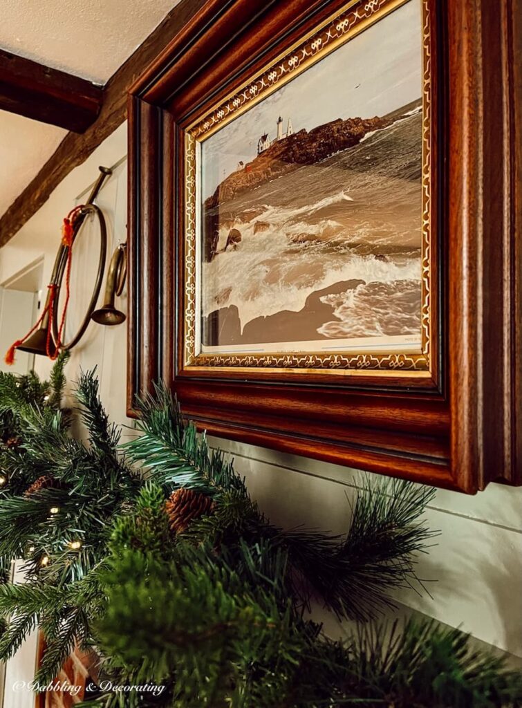 Christmas Old Colonial Fireplace, Hearth, and Mantel