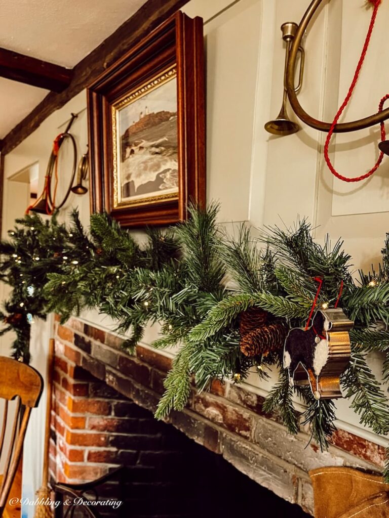 Christmas Old Colonial Fireplace, Hearth, and Mantel